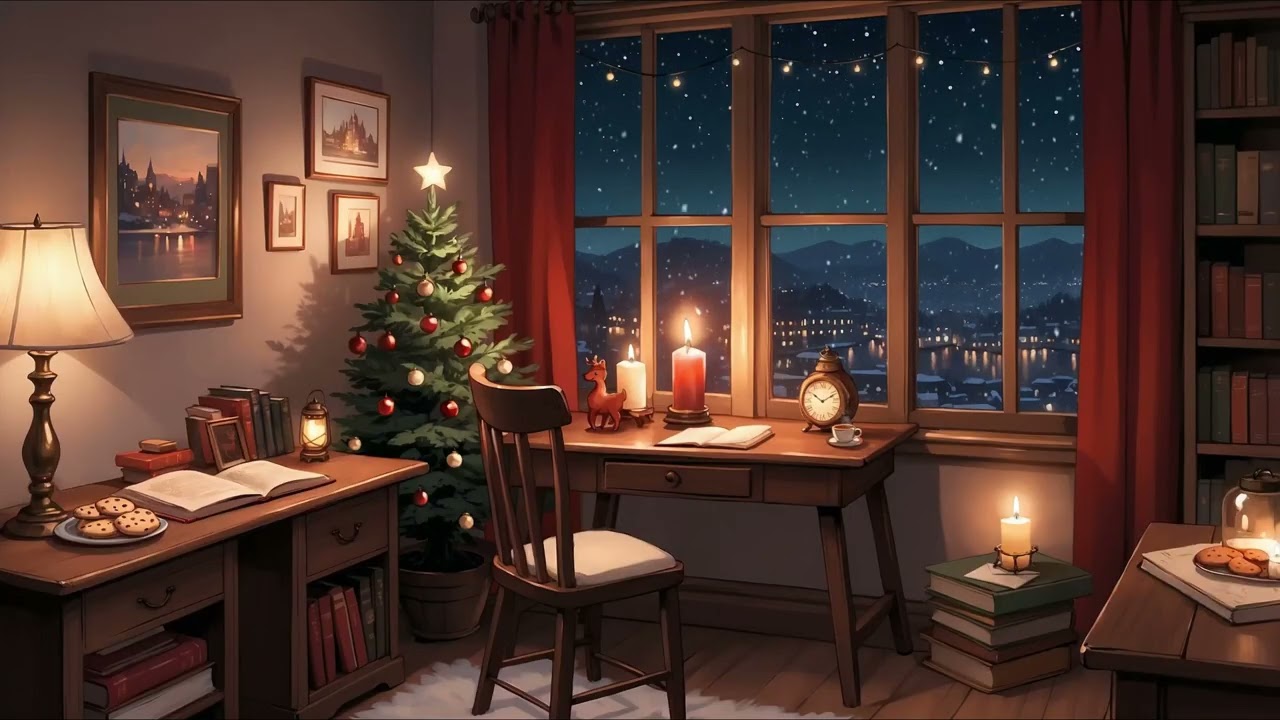 Warm Christmas Desk Ambience 🎄 Cozy Winter Lofi Beats for Focus & Calm