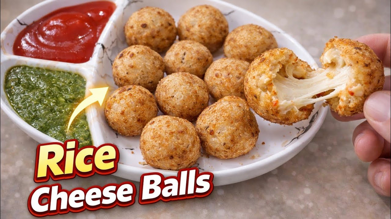 Leftover Rice Thecha Cheese Balls!थेचा राइस चीज बॉल ! easy recipe 