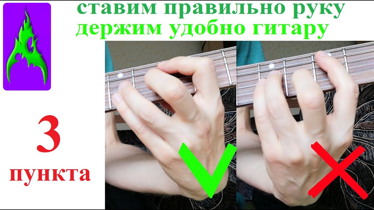 Как правильно ставить руку и лучше держать гитару электрогитару бас гитару 3 пункта