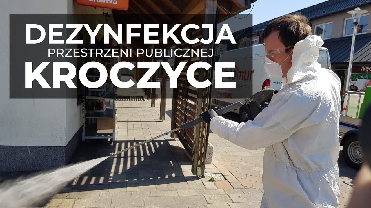 Dezynfekcja miasta i przestrzeni publicznej | Kroczyce | 9.04.2020