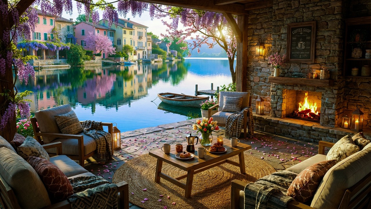 Relaxing Spring Coffee Shop Ambience with Smooth Jazz Piano Music for Work and Study Focus