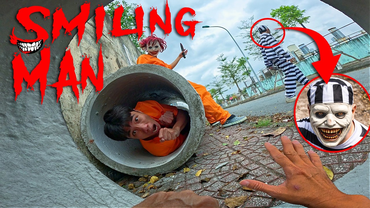 POLICE VS 2 SMILING MAN ESCAPING  IN REAL LIFE | P01 | Parkour Pov Horror Film| By B2F Viet Nam