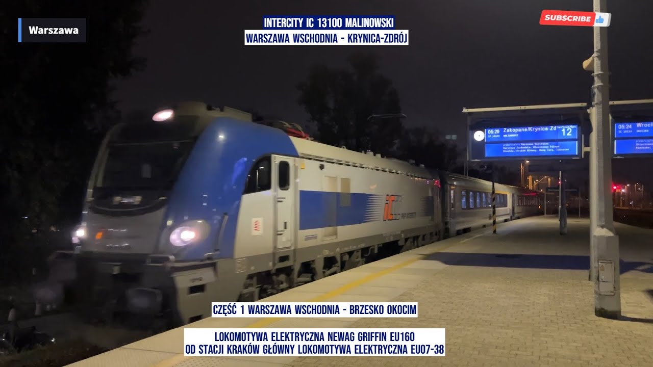 InterCity IC 13100 MALINOWSKI Warszawa Wschodnia - Krynica-Zdr&oacute;j Cz1 Polska z tyłu pociągu rear view
