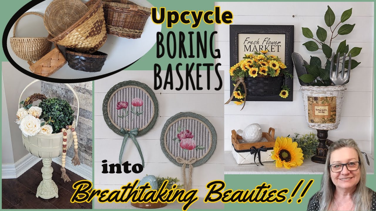 💮UPCYCLE BORING BASKETS INTO BREATHTAKING BEAUTIES!!~Trash to Treasure~Rustic Farmhouse DIYS