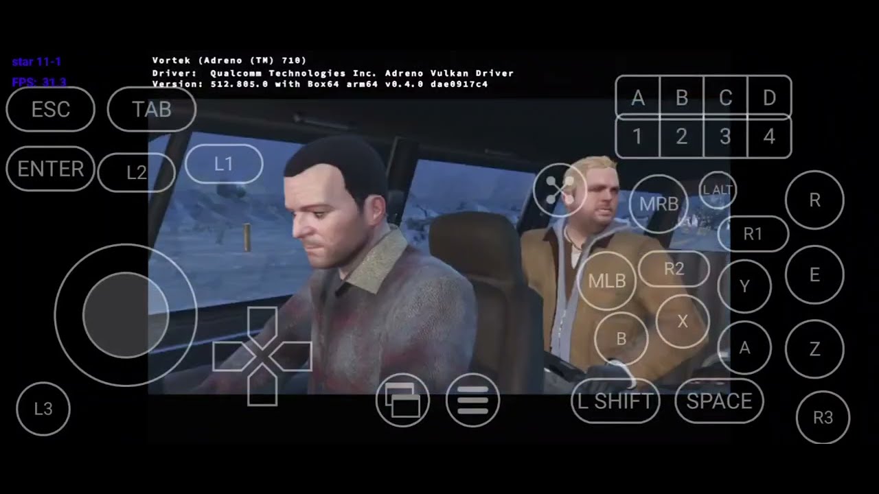  GTA5 TEST GAMEPLAY (GRAPHICS SETTINGS) On Android || Winlator Frost v11.2 - Snapdragon 7s_6 Gen 