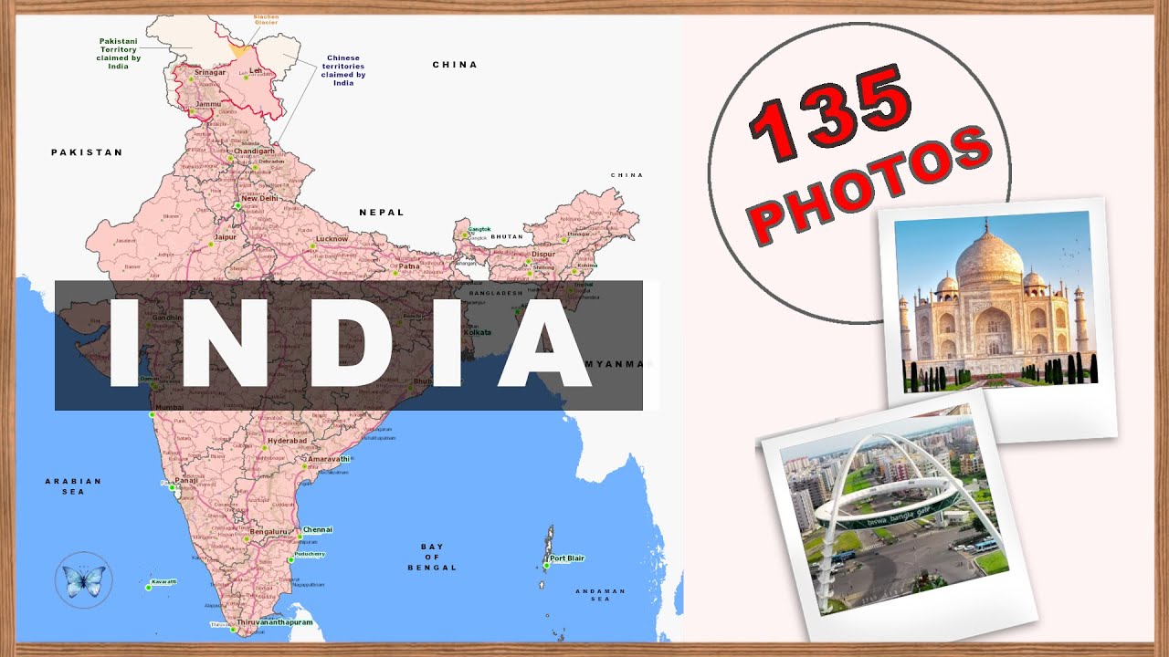 Map of India - States, Union Territories, Capitals and Largest Cities - Bharat Map (with Photos)