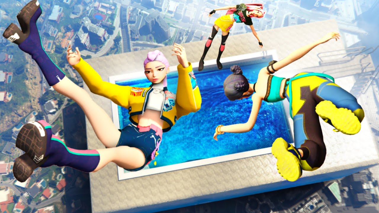 KPOP DEMON HUNTERS CRAZY JUMPS INTO BIGGEST POOL (GTA 5 Fails)