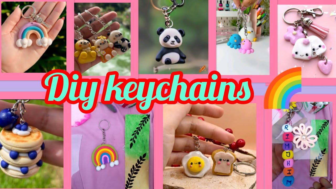 5 different types of keychains diy with super clay ♥️ #viralvideo #diy # viral #craft #video 