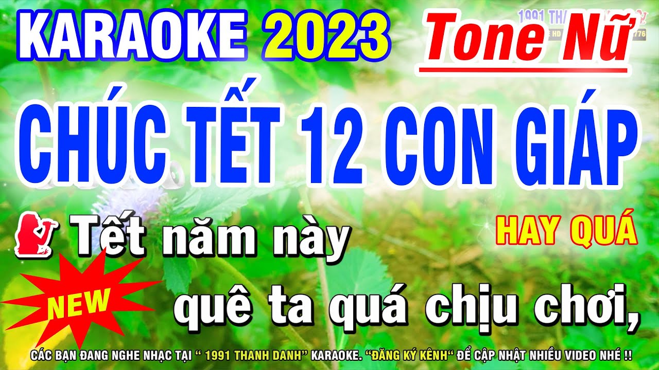 Karaoke Chúc Tết 12 Con Giáp Tone Nữ | Karaoke 1991 Thanh Danh