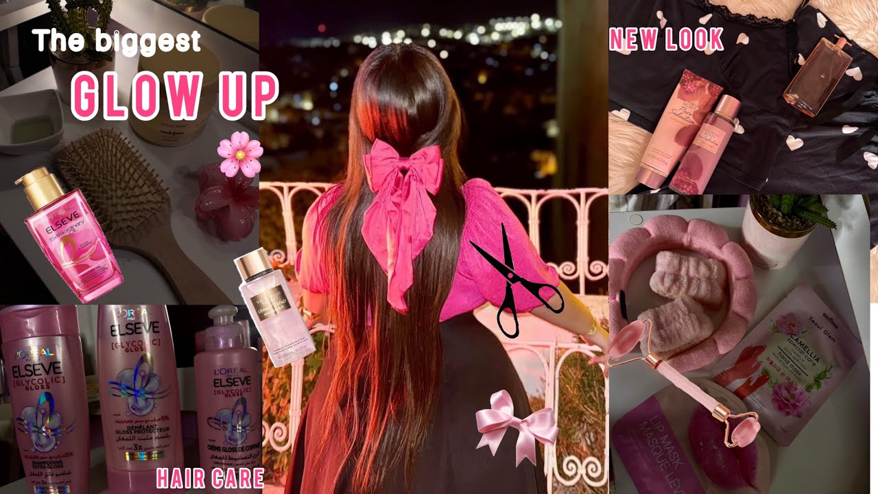 The biggest GLOW UP🌸 سر تطويل شعري خطوات كاملة للعناية بالنفس(Haircare,shower,nails,new look,nails)🦋