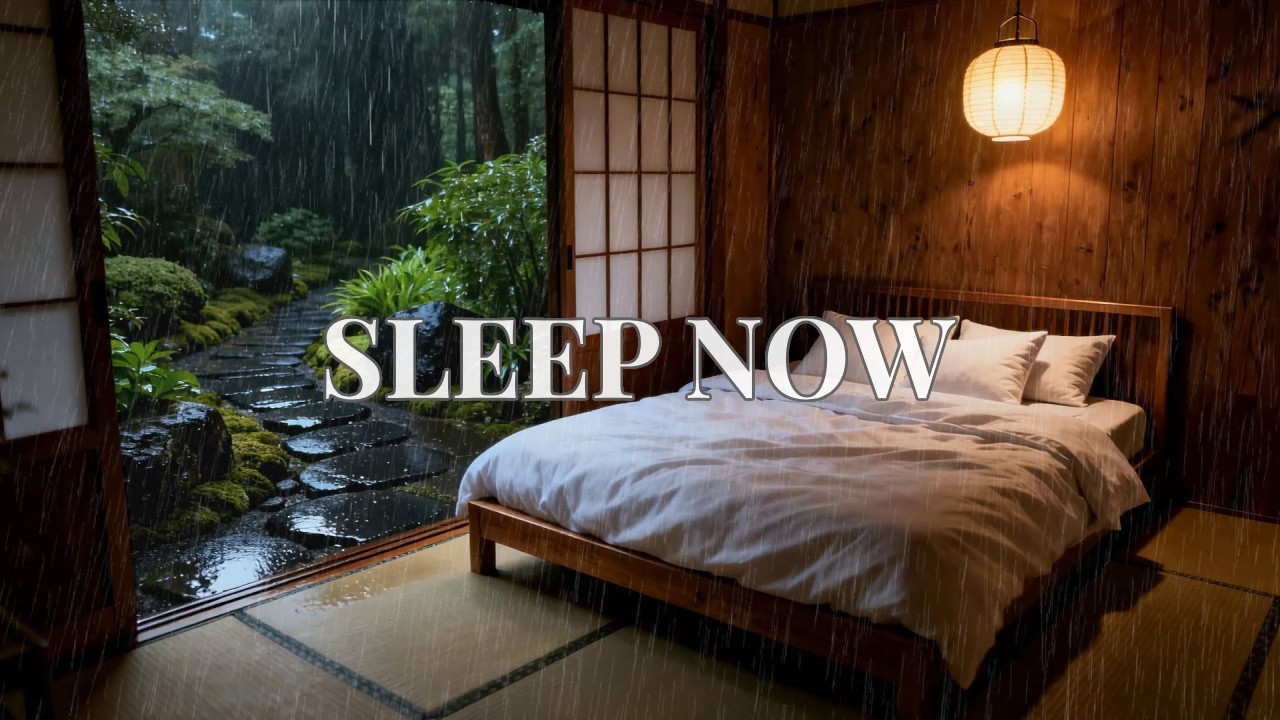 12 Hours Healing Rain ASMR Sounds in Red Maple Garden Pond for Instant Stress Relief Today 🍁
