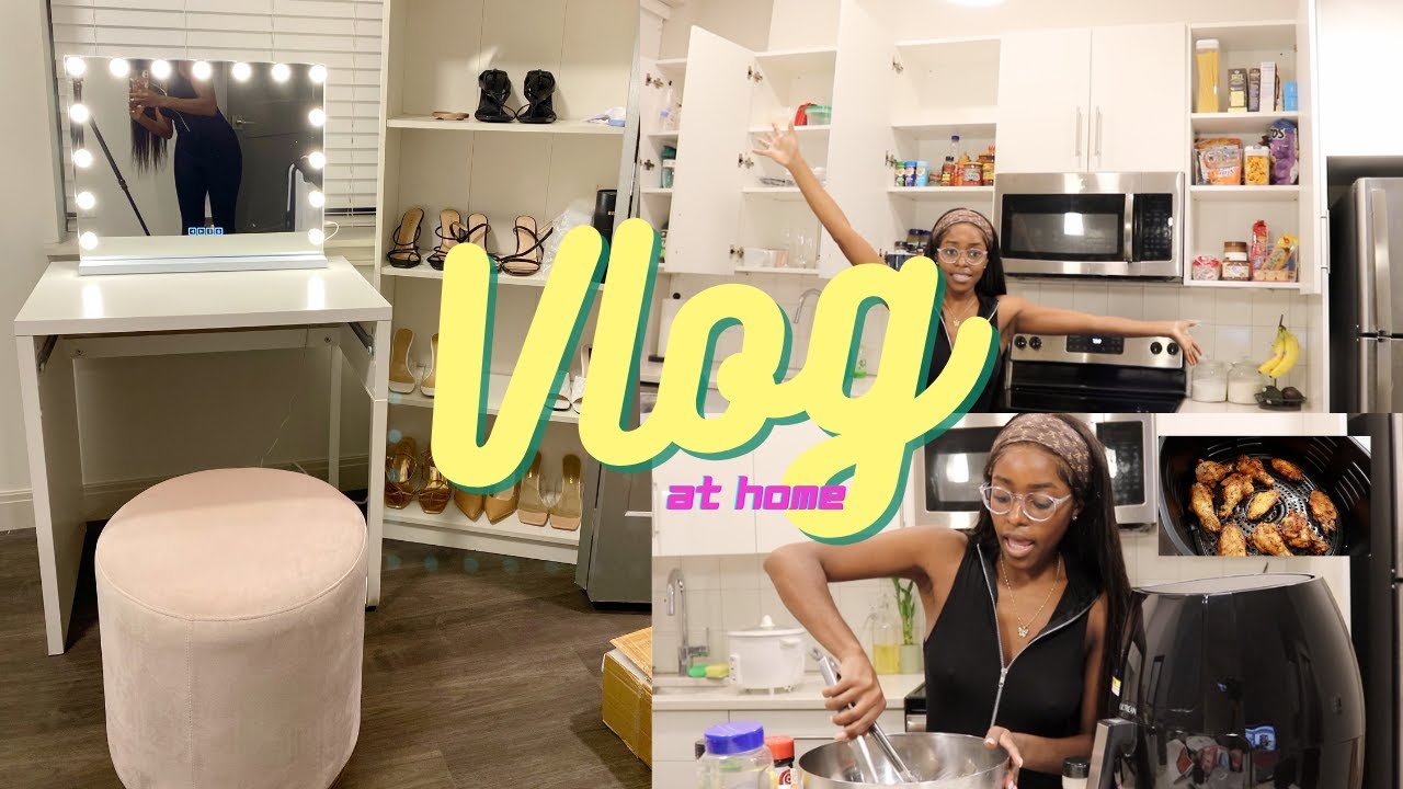 AT HOME VLOG | PANTRY ORGANIZATION, VANITY SETUP, TESTING MY NEW AIR FRYER