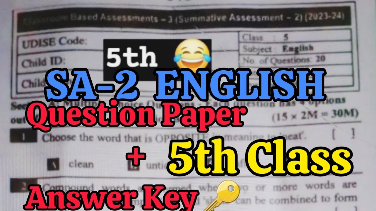 SA-2 5th Class 💯ENGLISH CBA-3 💯Real Full Question Paper 2023-2024 | 5th 💯SA-2 ENGLISH Question Paper