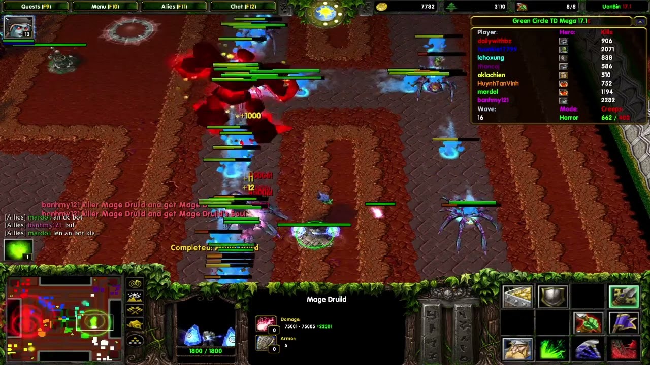 WARCRAFT III- GREEN CIRCLR TD MEGA 17.1C- MODE HORROR -TEAMWORK WIN