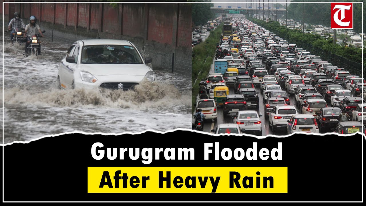 Heavy Rain in Gurugram Causes Severe Waterlogging, Traffic Disruption & Chaos Across the City
