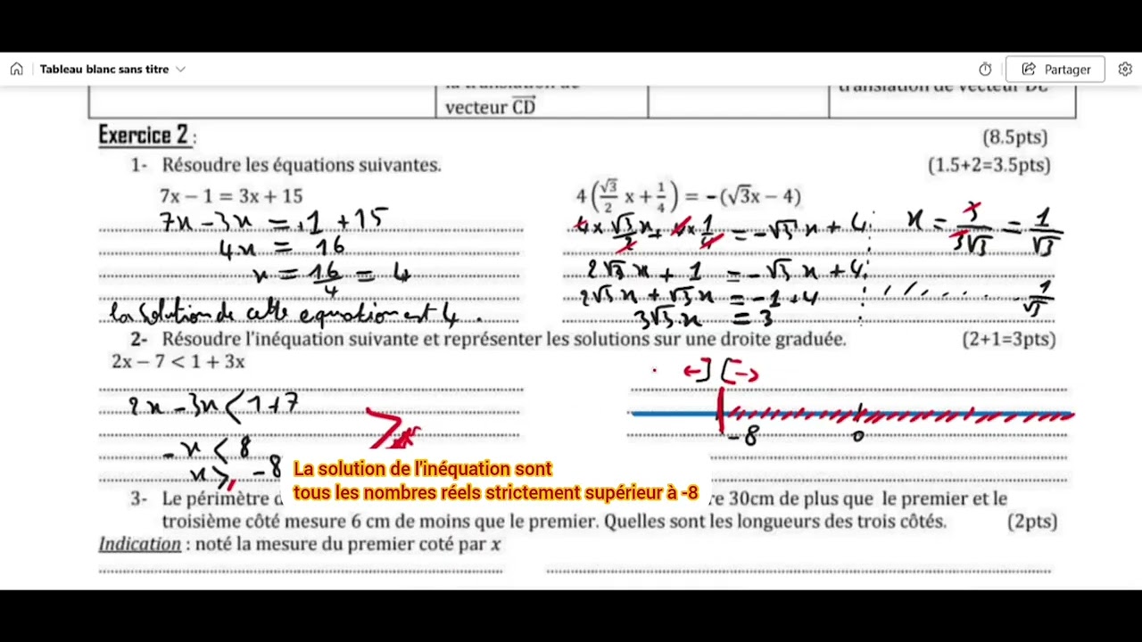 Exercice 2: la correction de devoir surveiller N1 semestre 2 (Math) 3APIC.