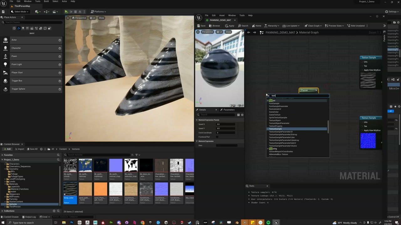 Unreal Demo - Using the Panner node in a material