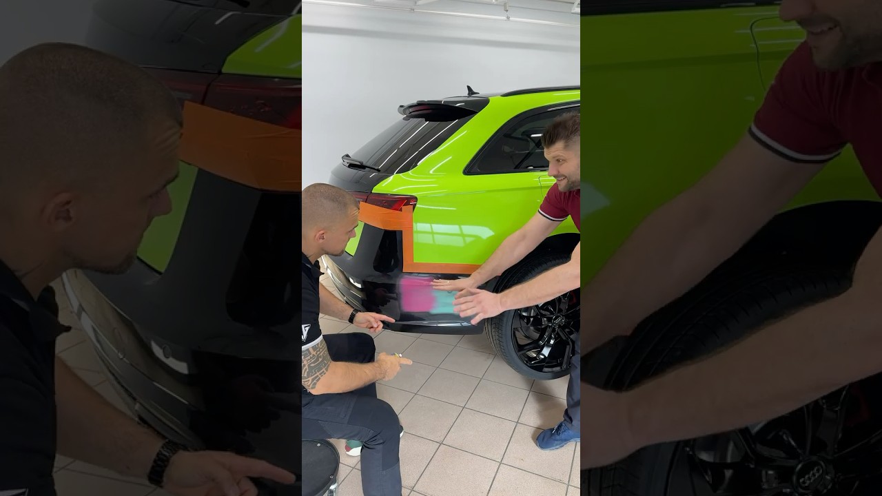 From Black to Bright Green | Audi A6 Rear Bumper Wrap Guide