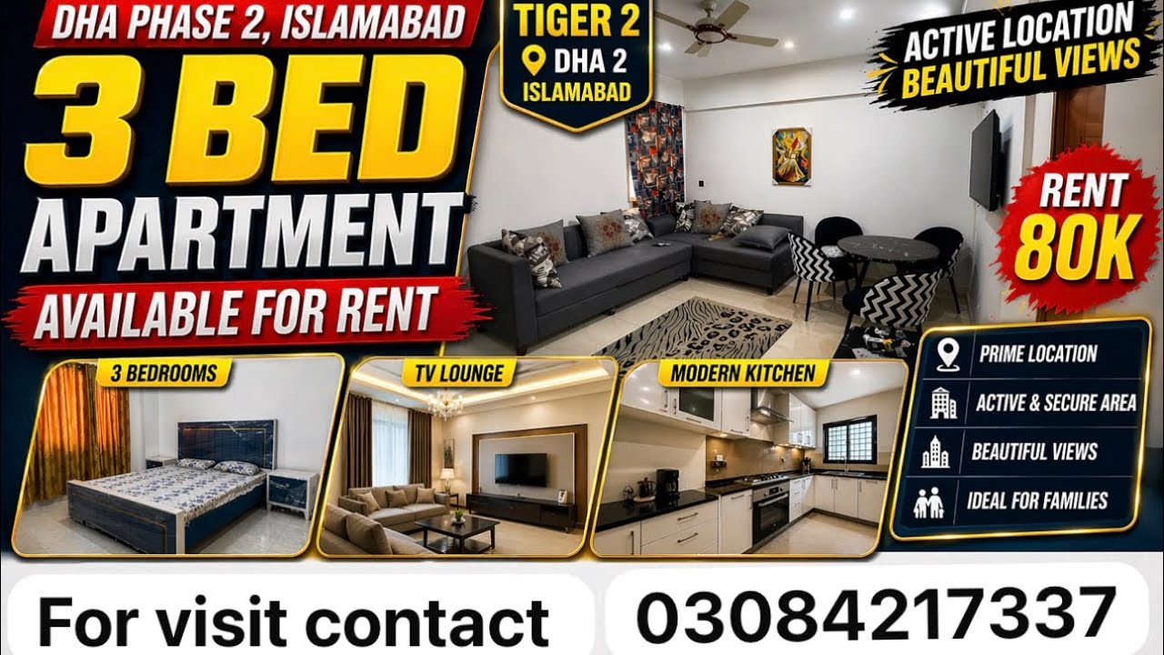 🏡 Luxury 3 Bed Apartment for Rent | DHA Phase 2 Islamabad ✨