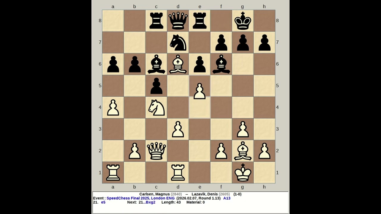 Carlsen, Magnus vs Lazavik, Denis | SpeedChess Final 2025, London England R1 13