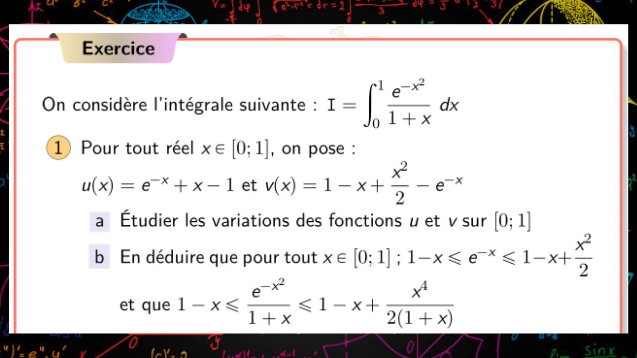 Exercice  — Calcul intégral — 2BAC PC/SVT