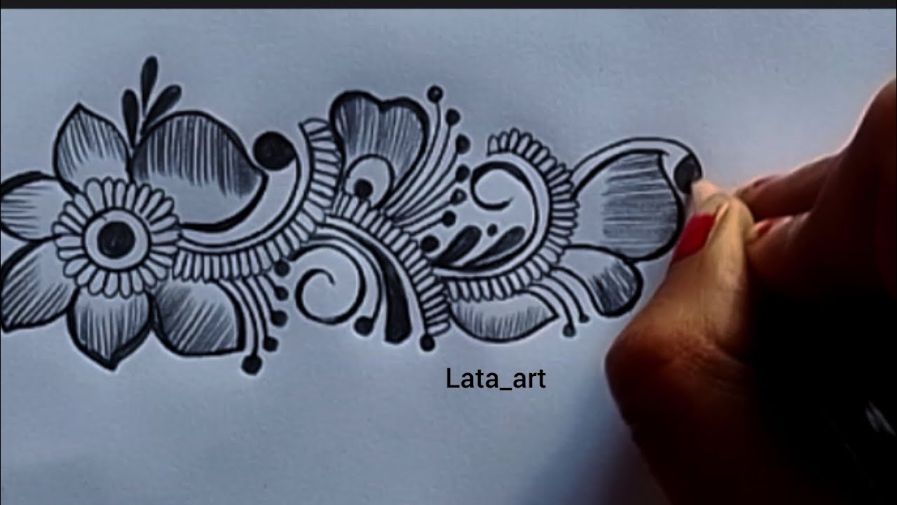 Beautiful pencil shading mehndi design / mehndi design pencil drawing/ Easy design mehandi 