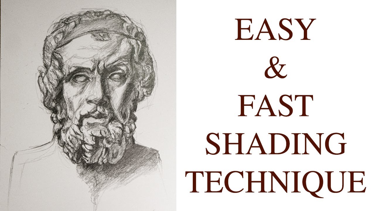 SHADING REALISTIC TECHNIQUE - Greek Sculpture Drawing - step by step guide to Shading for beginners
