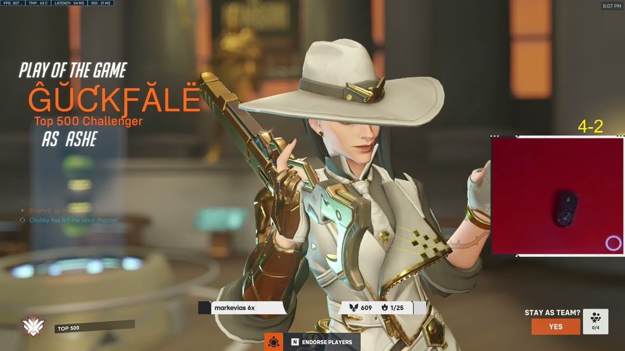 POTG! GALE ASHE GOD OVERWATCH 2 SEASON 4 GAMEPLAY TOP 500