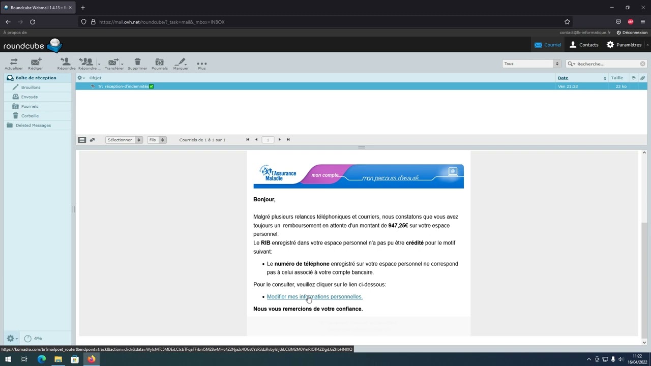 [Arnaque] Faux E-mail de l'assurance Maladie