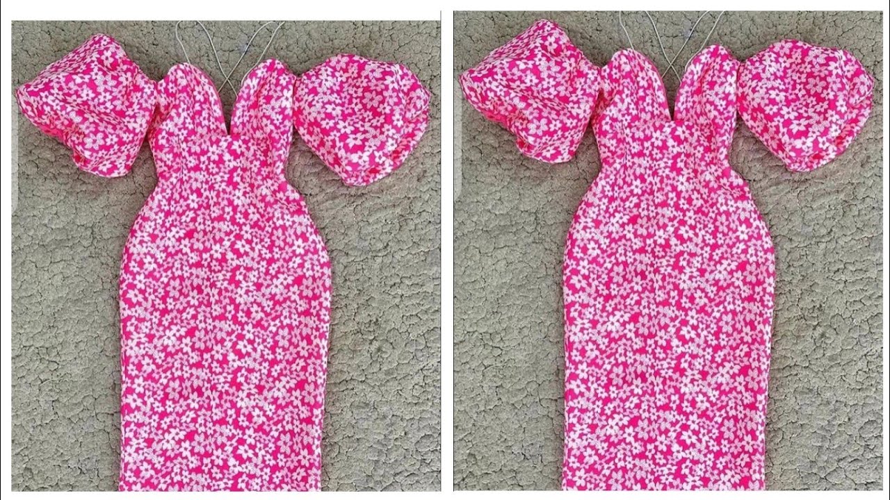 ILLUSION FITTED GOWN || How to Cut a Fitted  Offshoulder Gown