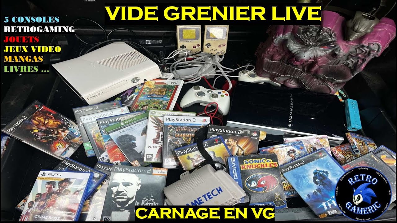 VIDE GRENIER LIVE : 1ER CARNAGE DE 2025 : 5 CONSOLES  DES JEUX VIDEO DU RETRO, NEXT GEN,MANGAS ...