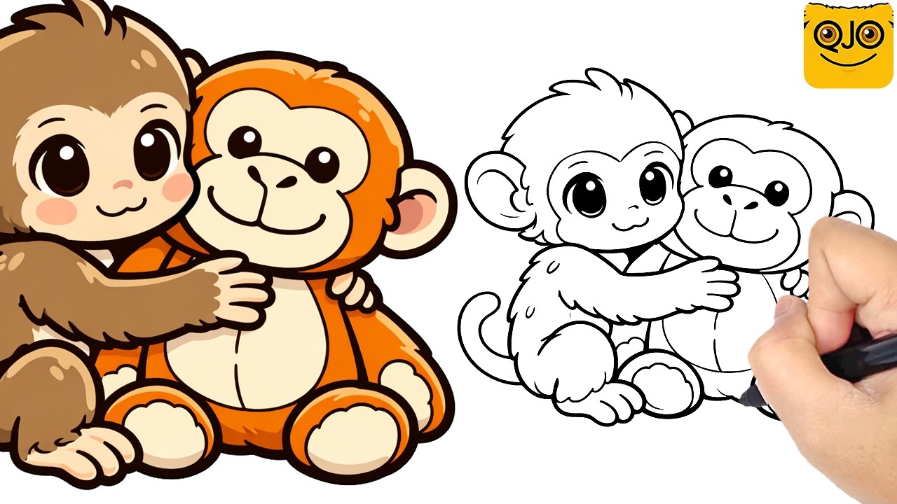 How To Draw Baby Monkey Punch | QJO Drawings