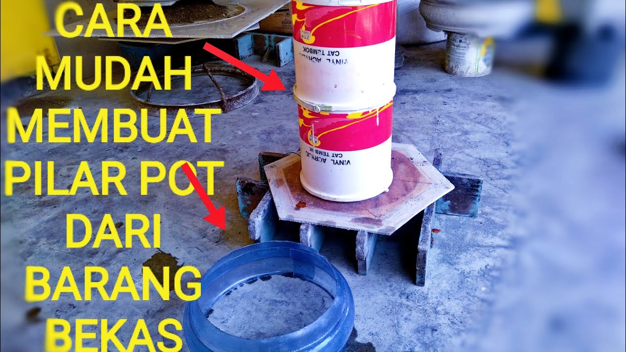 cara membuat pilar pot bonsai dengan ember cat bekas dan galon bekas