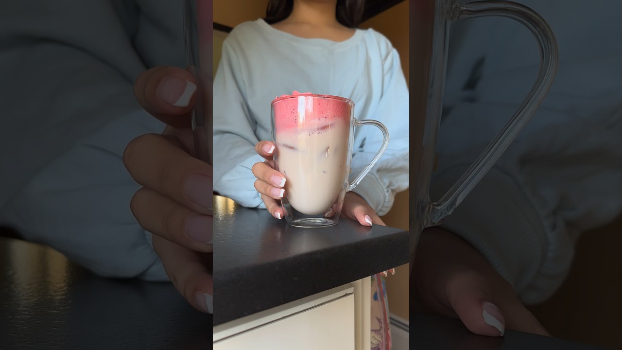 🌸cherry blossom latte at home🫶 bc it&rsquo;s spring! #tea #cherryblossom #spring #sakura