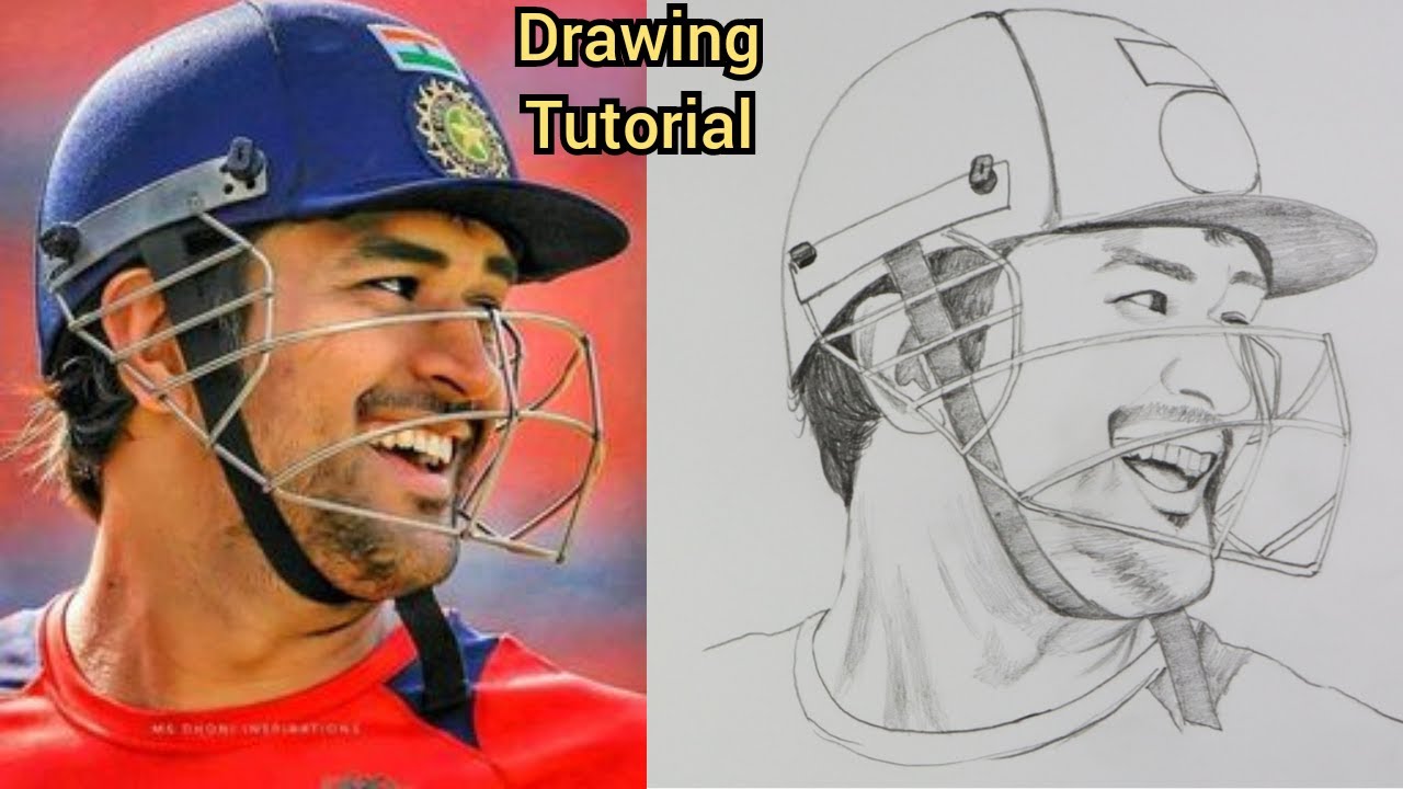 Ms Dhoni Face Pencil Drawing / Step by step for beginners - Artisan BD