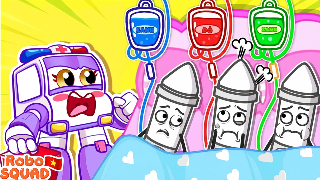 Bác Sĩ Truyền Màu Sắc Giải Cứu Bút Không Màu 🌈 Đập Trứng Khủng Long  Hoạt Hình Thiếu Nhi - RoboSquad