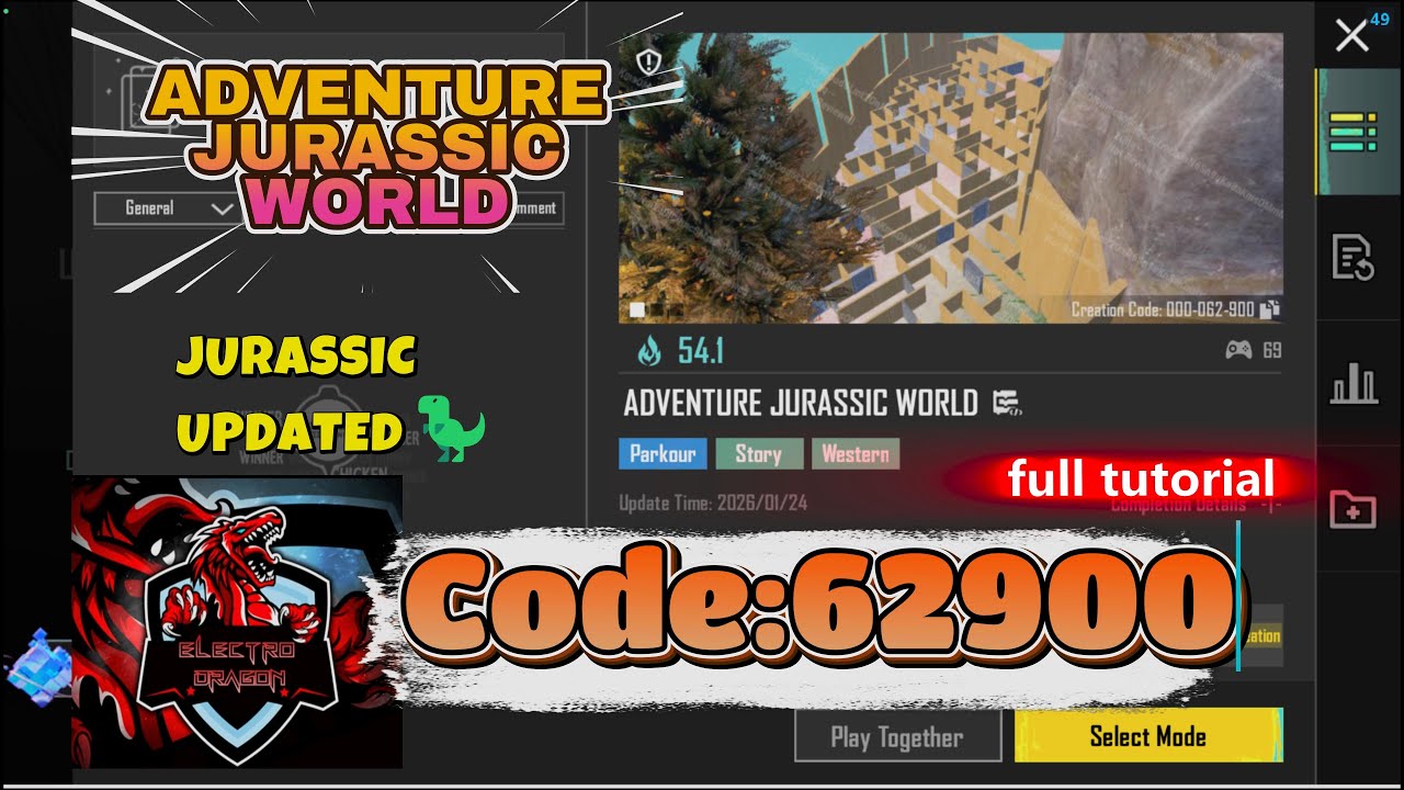 Jurassic Park 🦖🔥 | Map Code 56905 | BGMI WOW New Adventure Parkour 😱