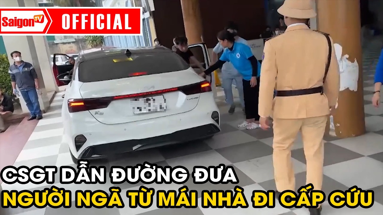 CSGT Thái Nguyên dẫn đường đưa người ngã từ mái nhà đi cấp cứu kịp thời  | Tin tức SaigonTV