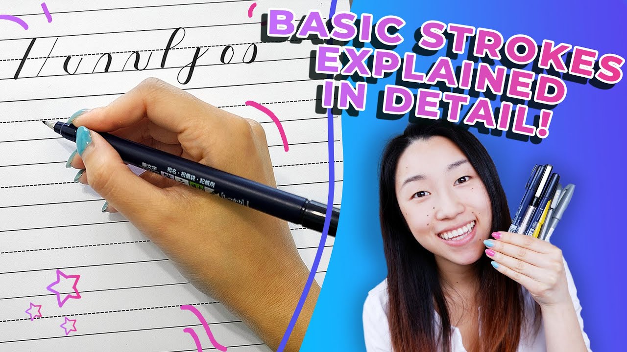 CALLIGRAPHY BASIC STROKES: How to Do Brush Lettering Calligraphy (for beginners!)