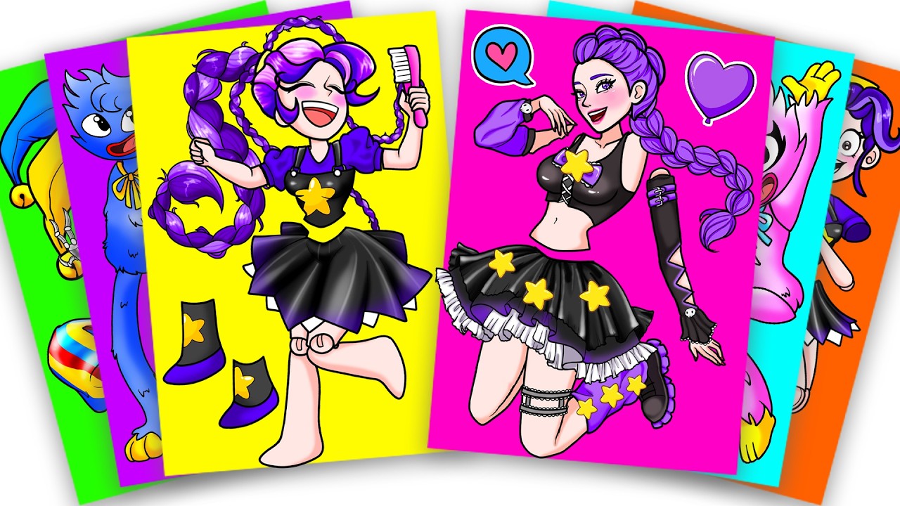 Rumi and Lily Dress Up The Same Outfit - Huntrix Vs Poppy Playtime 5 | Sticker Book DIY