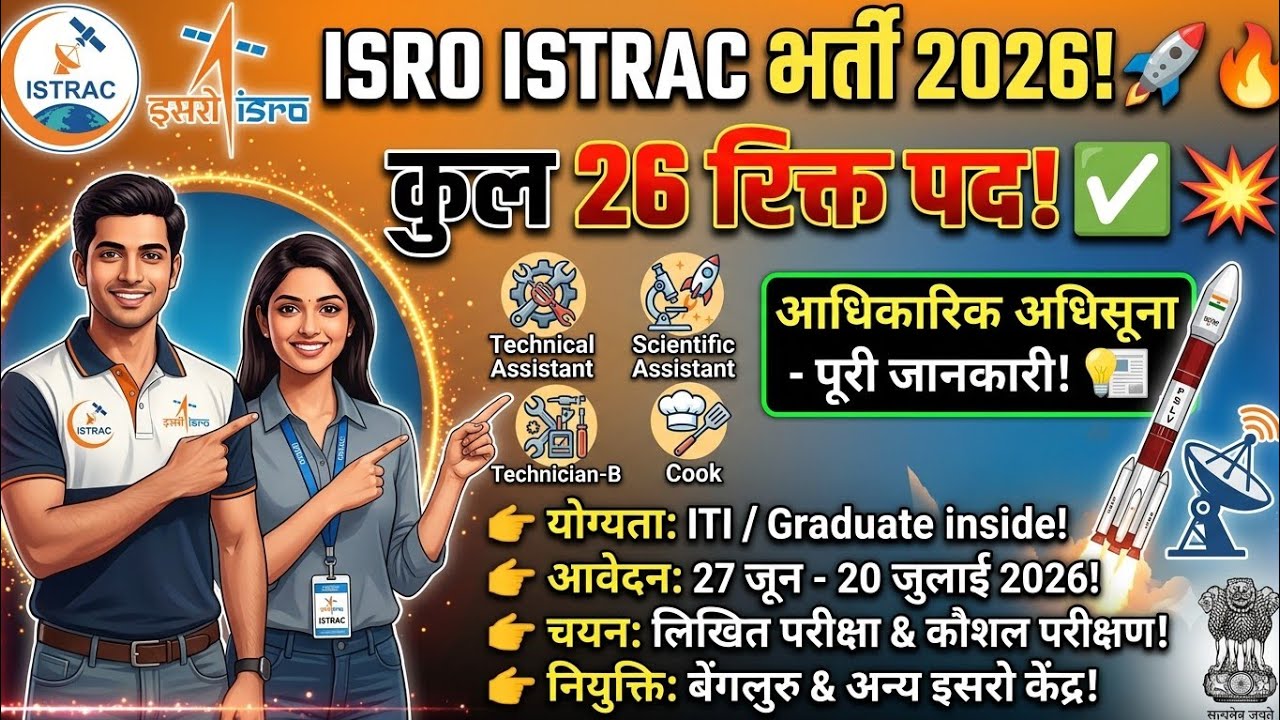 ISRO ISTRAC Recruitment 2026! 🚀 Technical Assistant, Technician-B & More | Syllabus & Selection 🔥