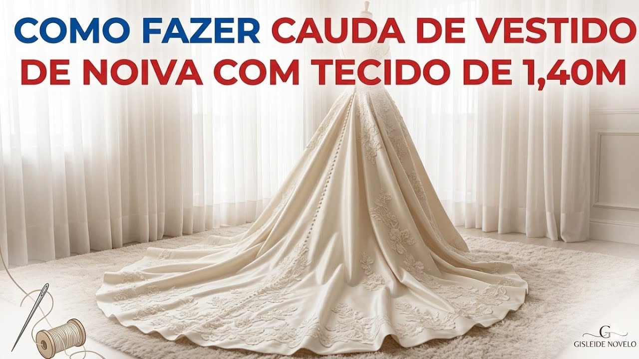 DIY Como fazer Cauda de Vestido de Noiva_Costura fácil passo a passo para iniciantes Gisleide Novelo