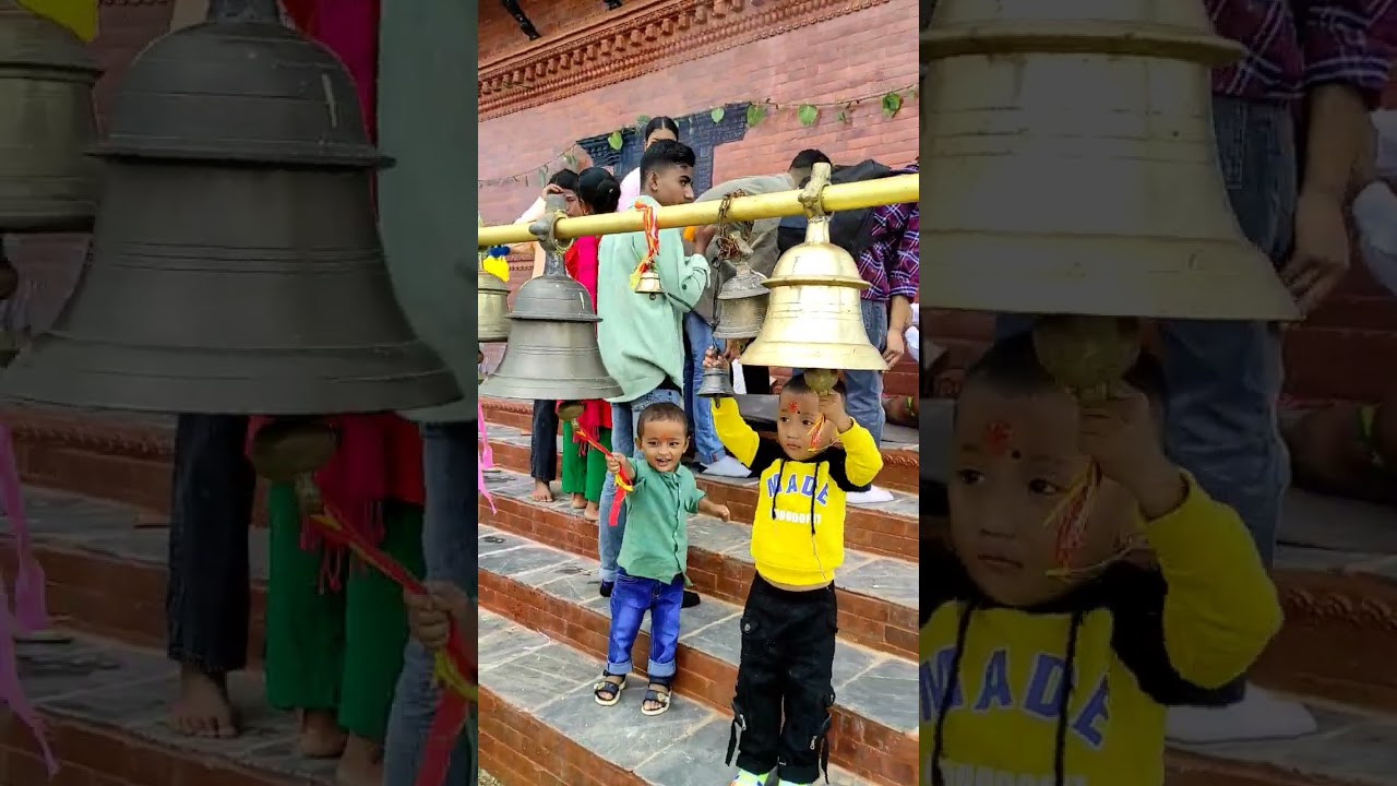 kids playing with temple bells.🙏💕
