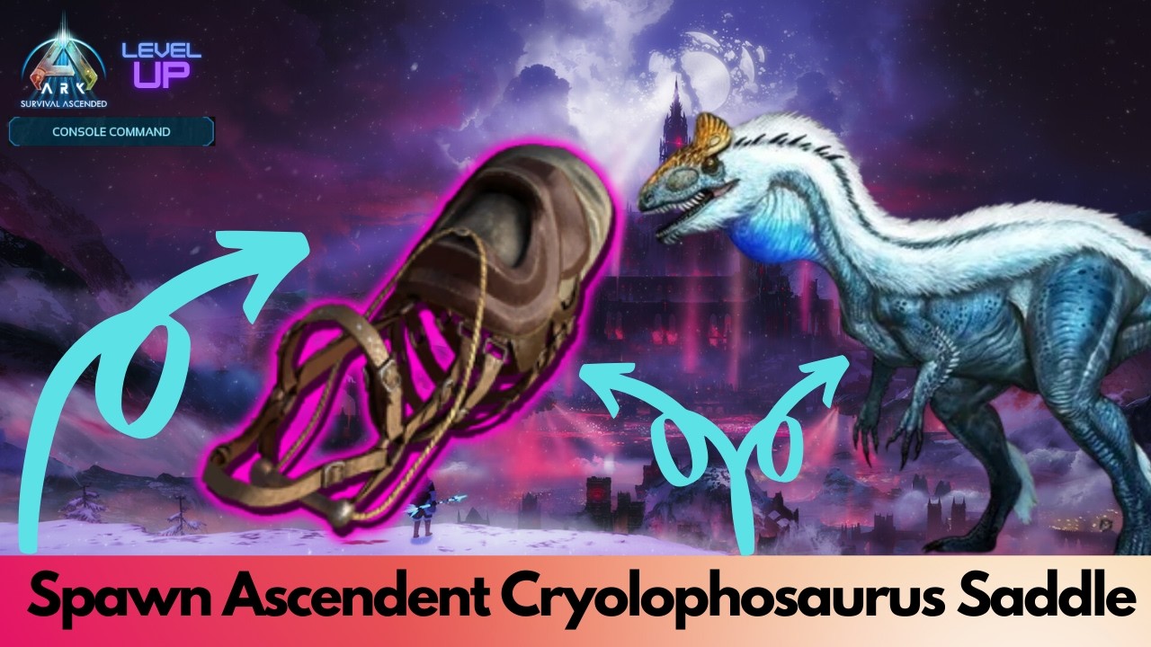 Ascendant and primitive Cryolophosaurus  Saddle Spawn Command | Ark Survival Ascended