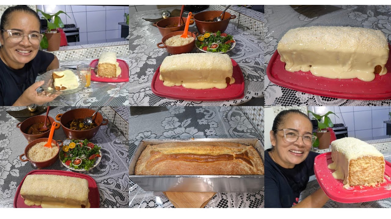 Bolo branco com cobertura de ninho e um almoço maravilhoso 
