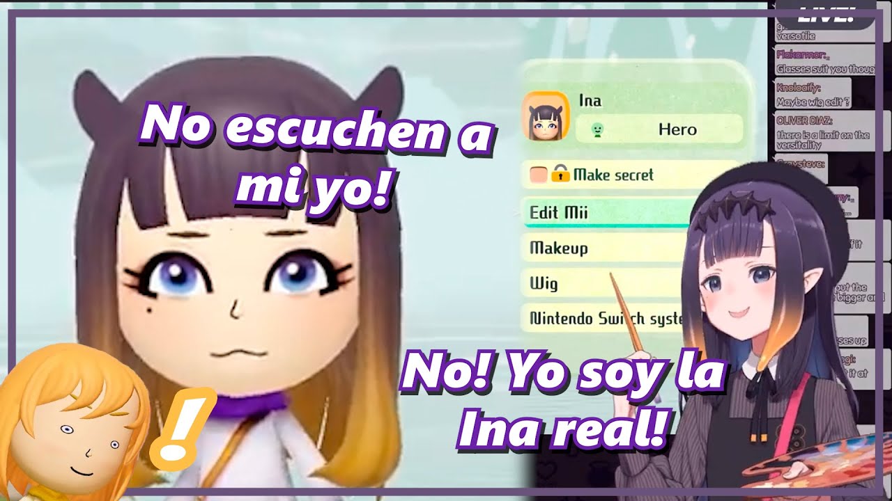 Ina crea su Mii demasiado bien, mientras que el de Ame...【Hololive EN/ Sub Español】