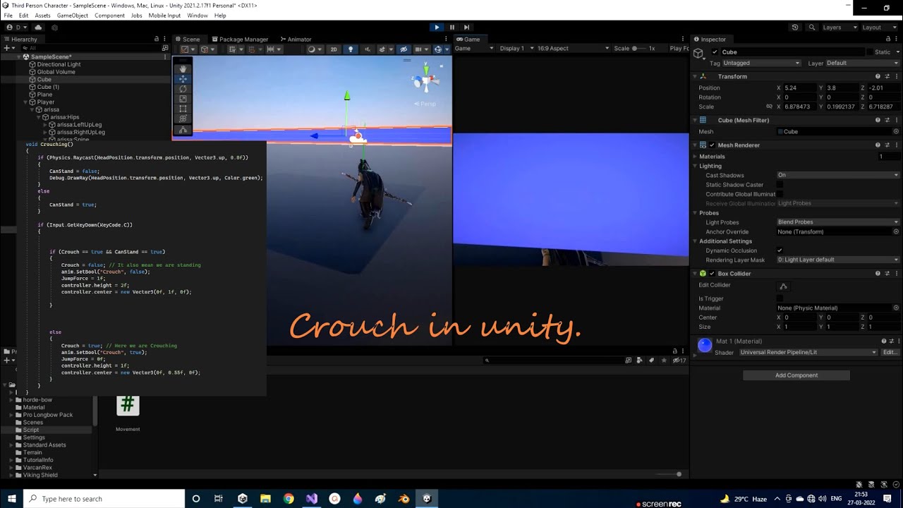 Crouch in unity. how you can crouch your third person character.