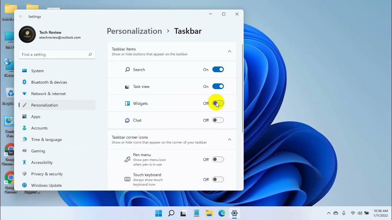 How To Remove Task View, Widgets, Chat, And Search Icon From The Taskbar On Windows 11