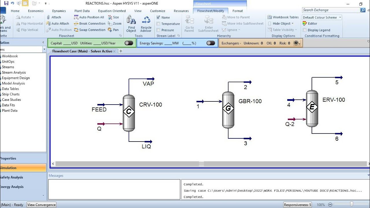 How to Model Reactions with Aspen Hysys II: Conversion and Equilibrium Reaction Modelling