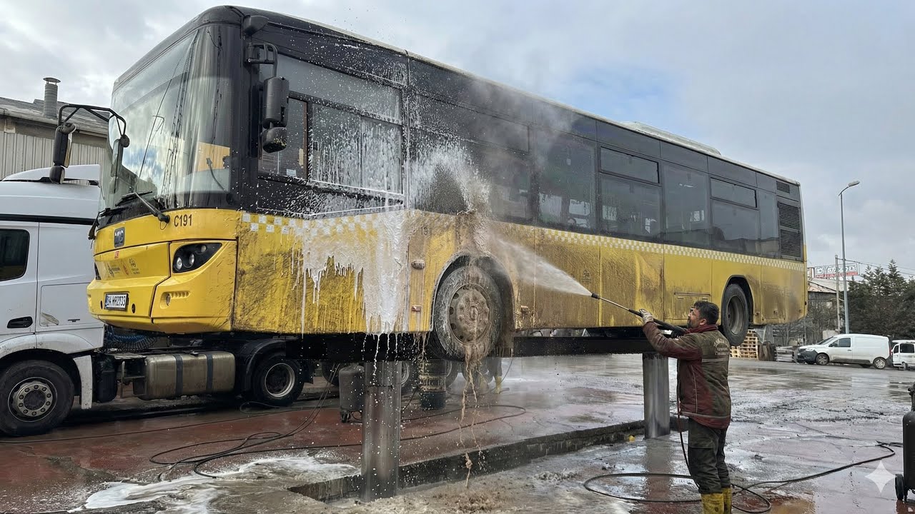 EXTREMELY DIRTY BUS WASH | Heavy Duty Pressure Cleaning, Satisfying Bus Wash ASMR – Car Wash Beast